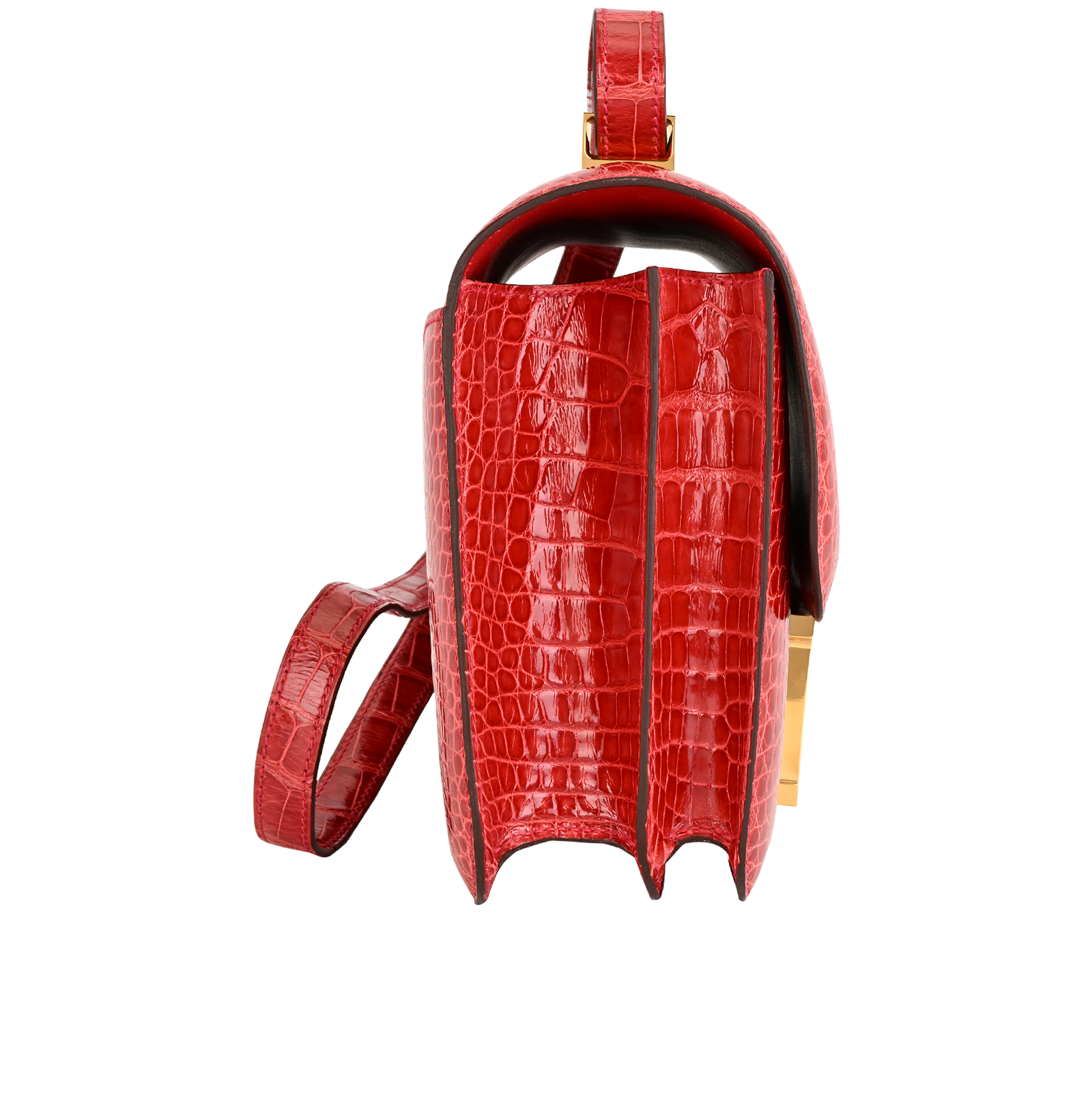 Constance 24 In Alligator Rouge H, &pound;17,000, Handbags, Red, Alligator, Side view